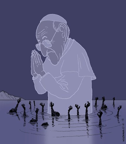 Lampedousa le Pape prie